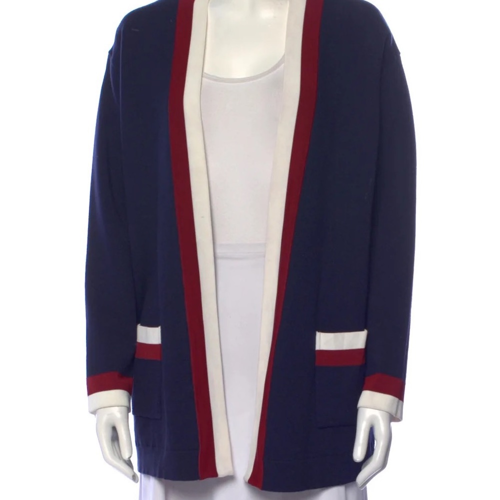 Blue striped cardigan